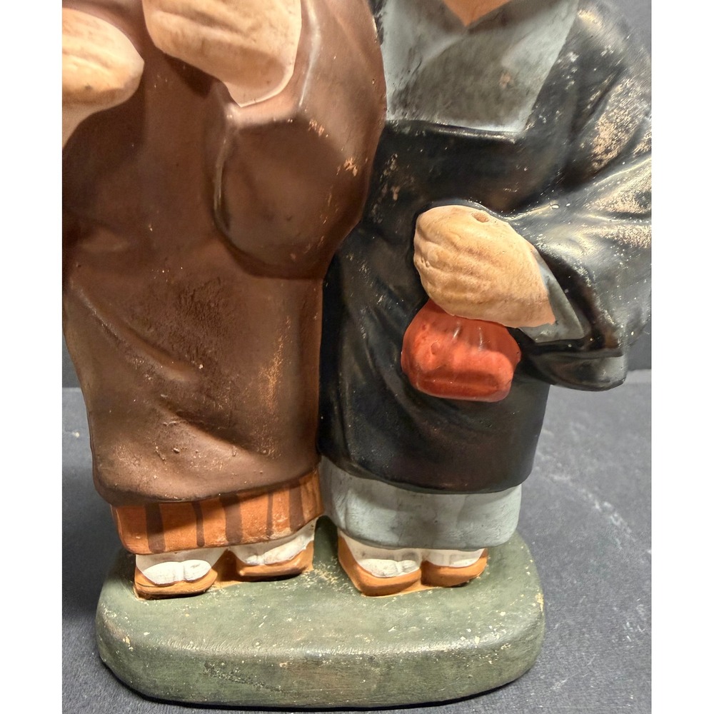 Vintage Japanese Hakata Urasaki Clay Doll Figurine Elderly Couple Traditional - Picture 4 of 10